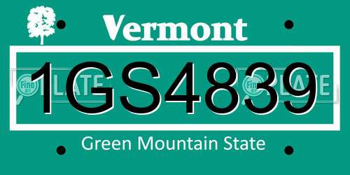 1GS4839 Vermont License Plate