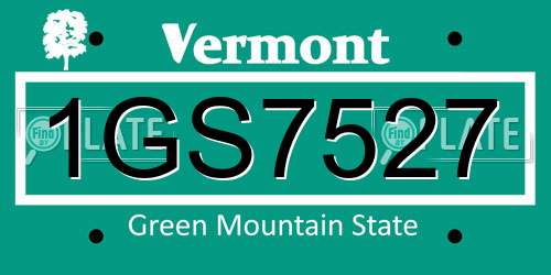 1GS7527 Vermont License Plate