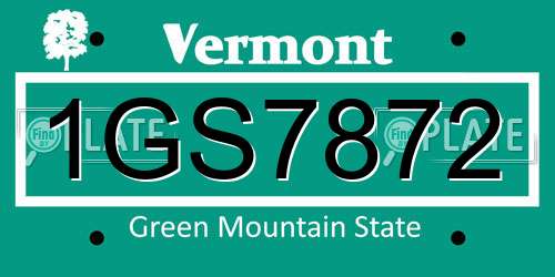 1GS7872 Vermont License Plate