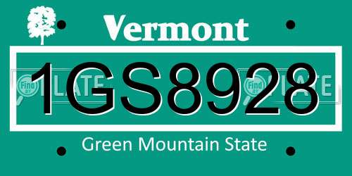1GS8928 Vermont License Plate
