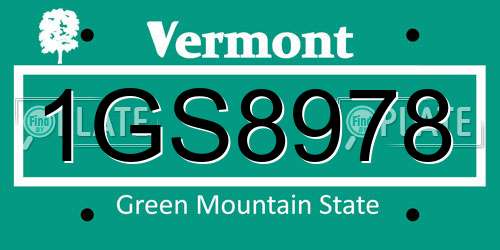 1GS8978 Vermont License Plate