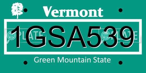 1GSA539 Vermont License Plate