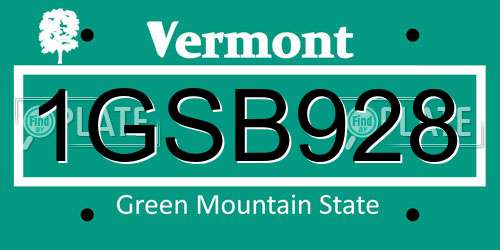 1GSB928 Vermont License Plate