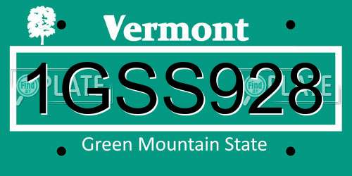 1GSS928 Vermont License Plate