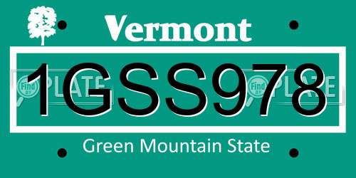 1GSS978 Vermont License Plate