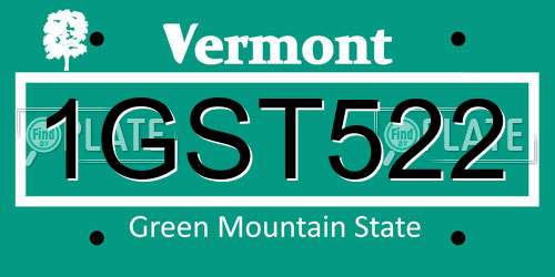 1GST522 Vermont License Plate