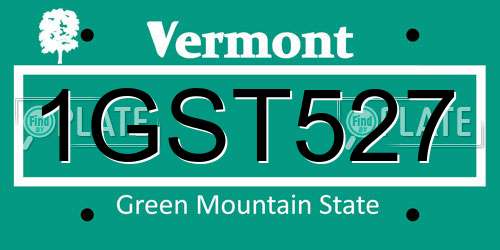 1GST527 Vermont License Plate