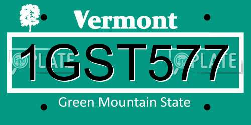 1GST577 Vermont License Plate