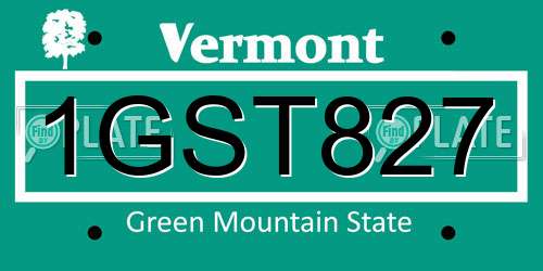 1GST827 Vermont License Plate