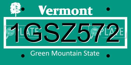 1GSZ572 Vermont License Plate