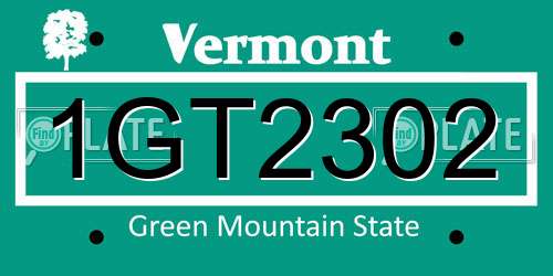 1GT2302 Vermont License Plate
