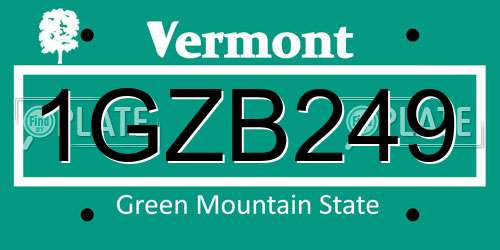 1GZB249 Vermont License Plate