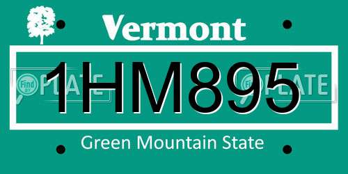 1HM895 Vermont License Plate