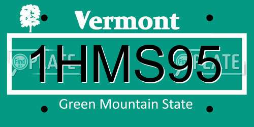 1HMS95 Vermont License Plate