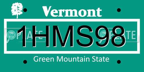 1HMS98 Vermont License Plate