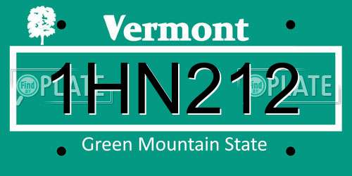 1HN212 Vermont License Plate