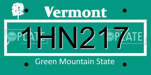 1HN217 Vermont License Plate