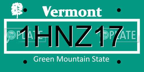 1HNZ17 Vermont License Plate