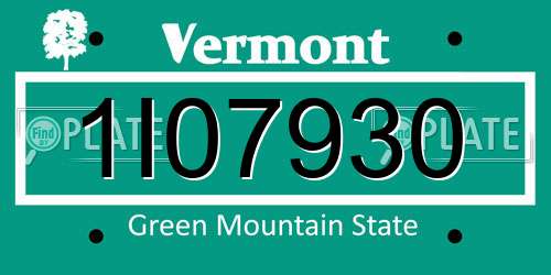 1I07930 Vermont License Plate