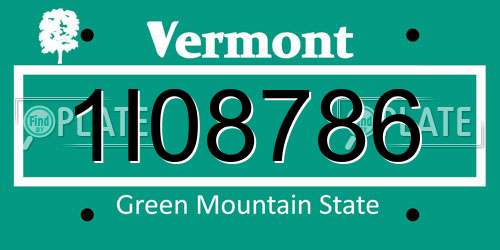 1I08786 Vermont License Plate