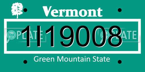 1I19008 Vermont License Plate