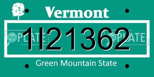 1I21362 Vermont License Plate