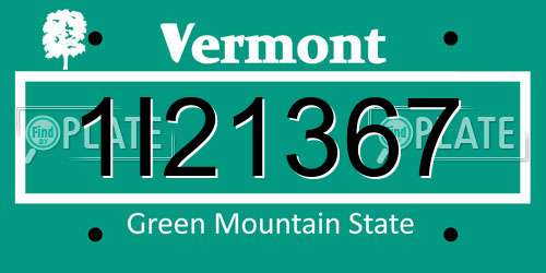 1I21367 Vermont License Plate