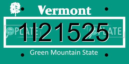 1I21525 Vermont License Plate