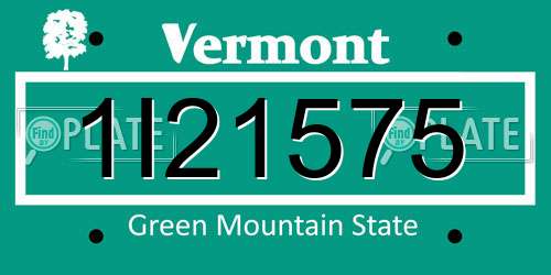 1I21575 Vermont License Plate