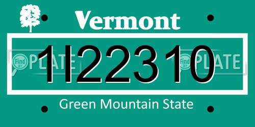1I22310 Vermont License Plate