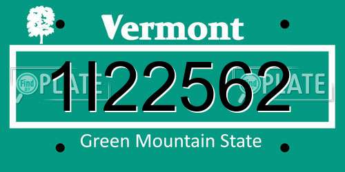 1I22562 Vermont License Plate