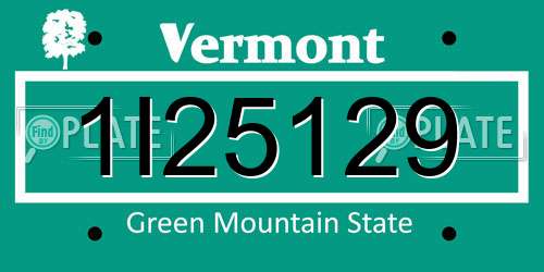 1I25129 Vermont License Plate