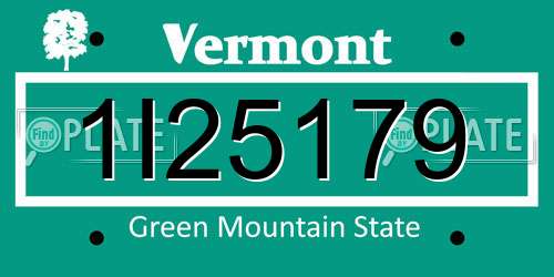 1I25179 Vermont License Plate