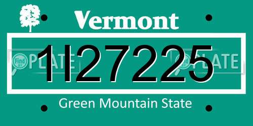 1I27225 Vermont License Plate