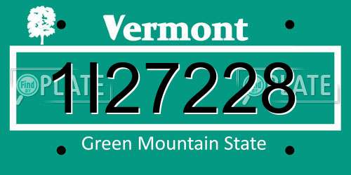 1I27228 Vermont License Plate