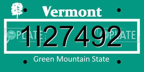 1I27492 Vermont License Plate