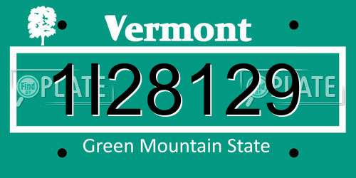 1I28129 Vermont License Plate