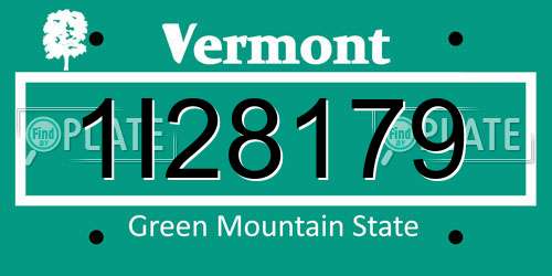 1I28179 Vermont License Plate