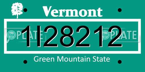 1I28212 Vermont License Plate