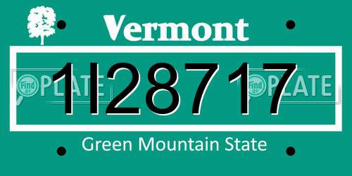 1I28717 Vermont License Plate