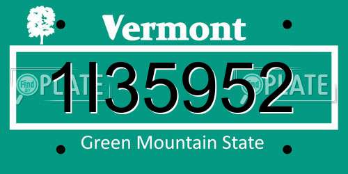 1I35952 Vermont License Plate
