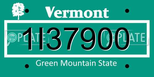 1I37900 Vermont License Plate