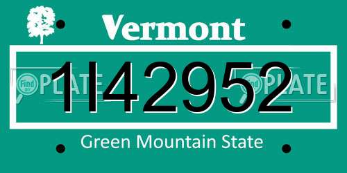 1I42952 Vermont License Plate