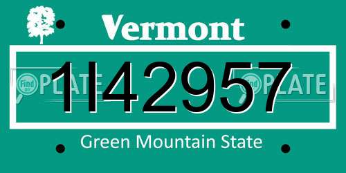 1I42957 Vermont License Plate