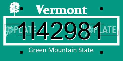 1I42981 Vermont License Plate