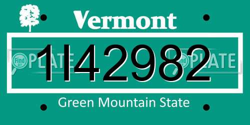 1I42982 Vermont License Plate
