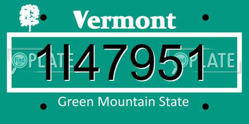 1I47951 Vermont License Plate