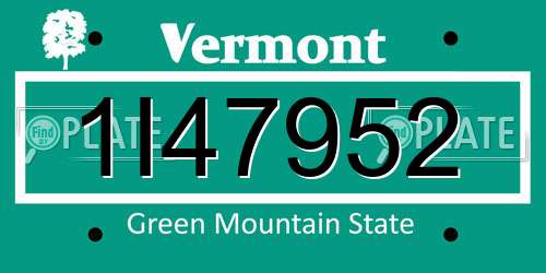 1I47952 Vermont License Plate