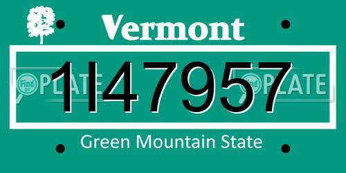 1I47957 Vermont License Plate