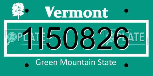 1I50826 Vermont License Plate